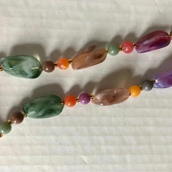 Vtg Marbled Beaded  Necklace - Picture 5 of 8